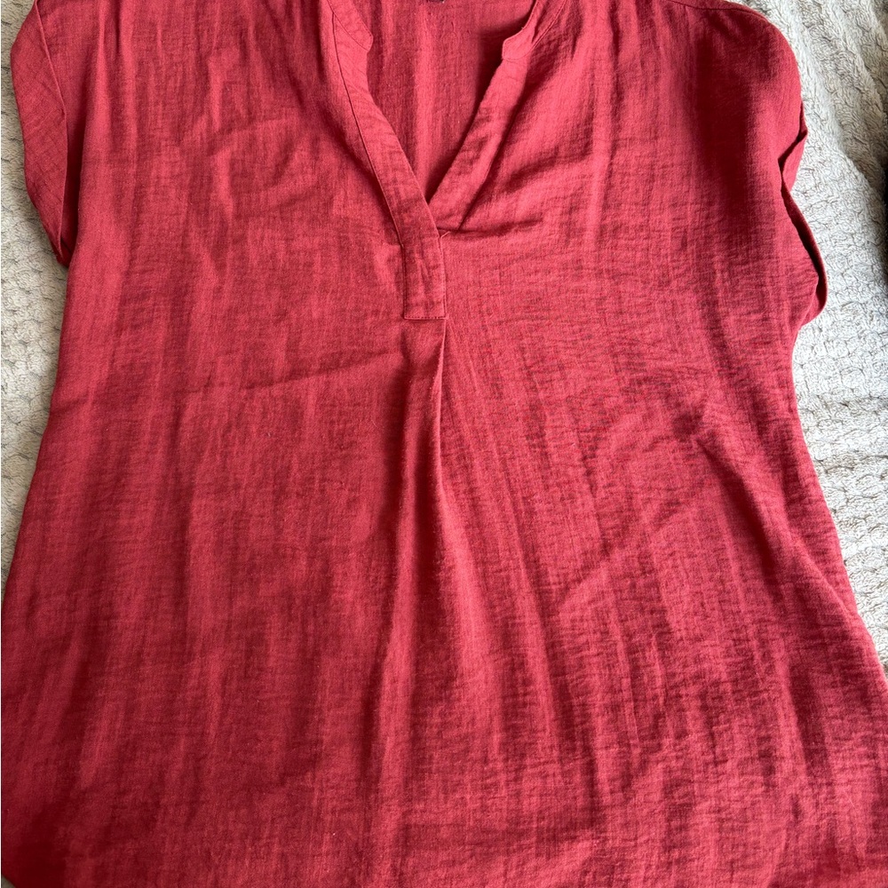 RACHEL Rachel Roy Red V-Neck Cap Sleeve Blouse